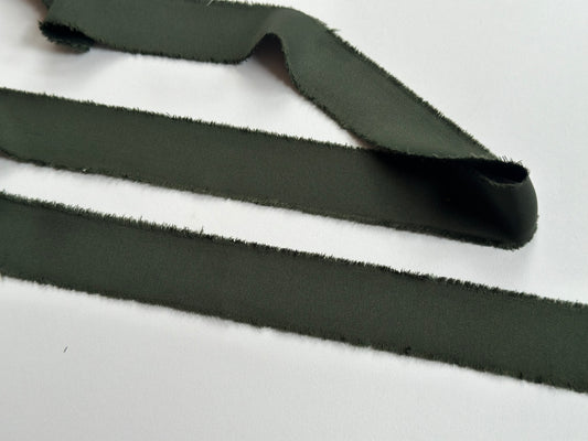 FOREST GREEN Satin Ribbon | Hand Torn Raw Edge Silk Style Ribbon 140cm
