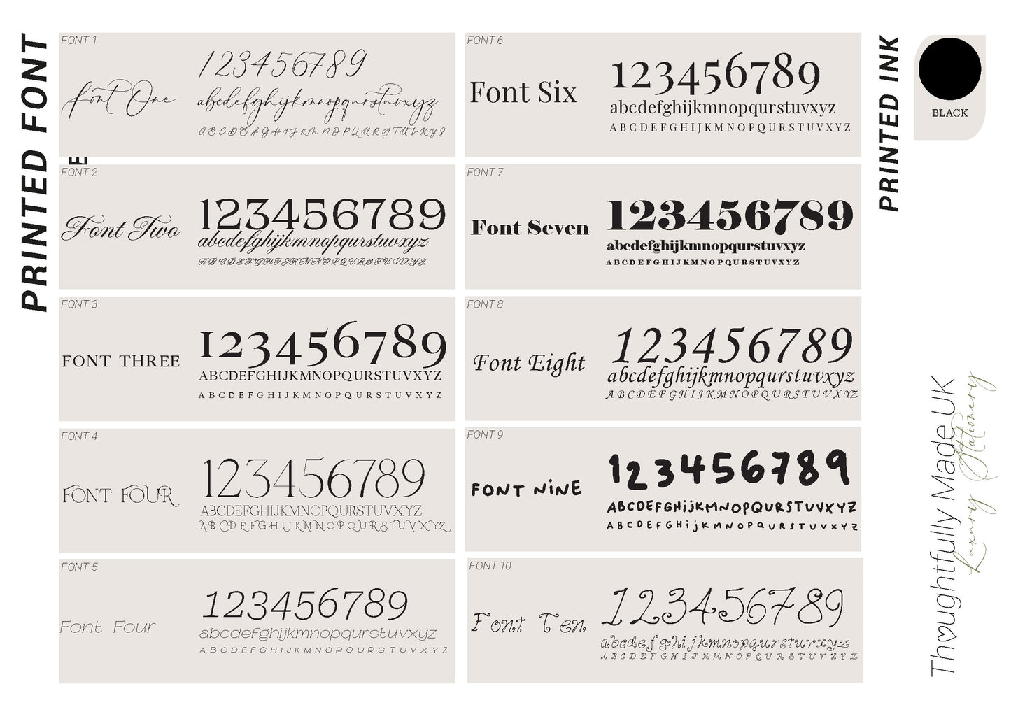 Printed Wedding Place Card Sample | Add Your Own Ribbon