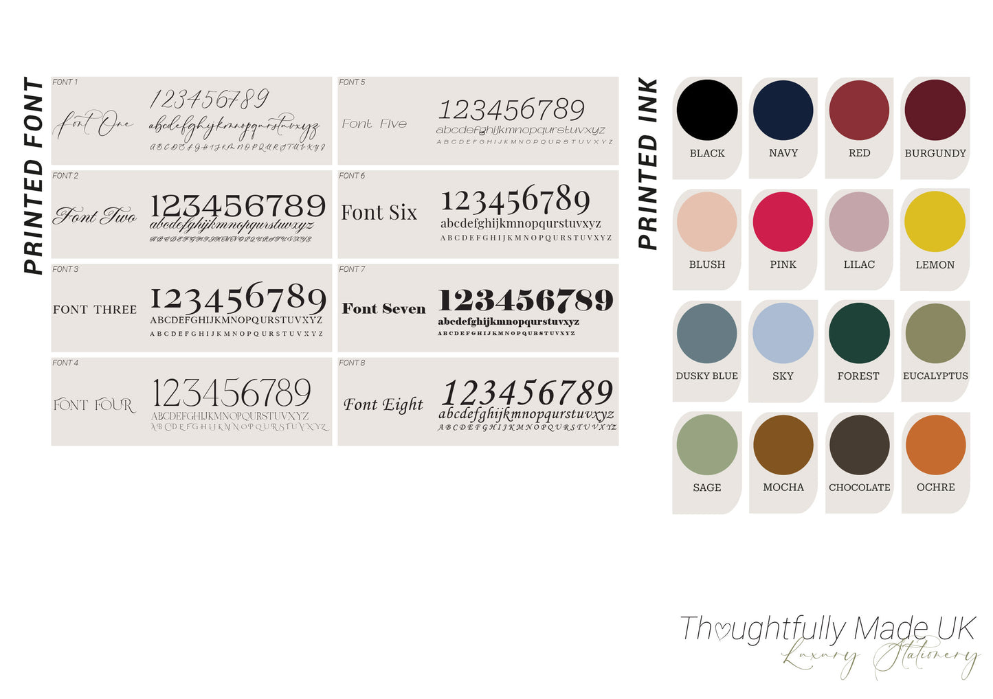 Printed Wedding Place Card Sample | Add Your Own Ribbon