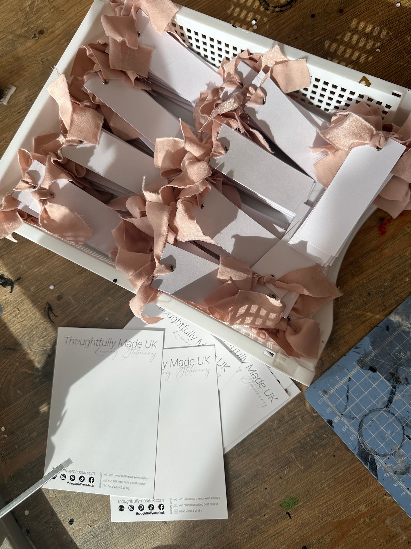 25 BLANK Blush Pink Ribbon Place Card with Eyelet | DIY Wedding Dinner Party Place Card, Write Your Own Place Setting | Pink, Baby Girl, Baby Shower