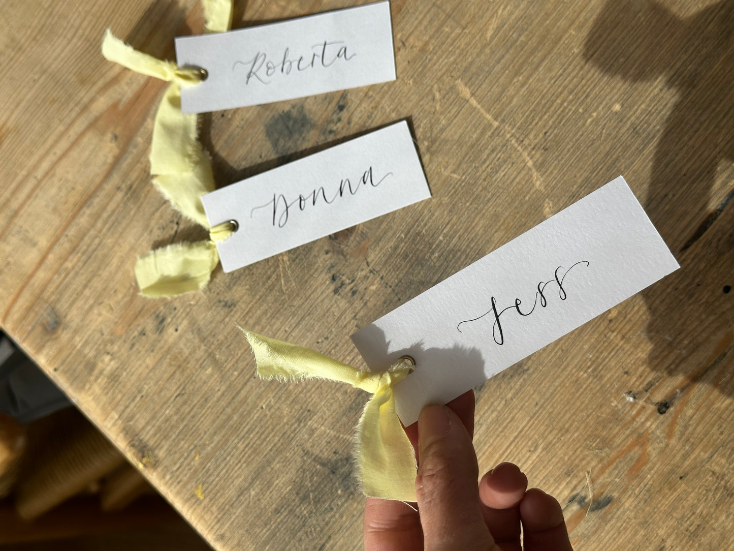 Custom Ribbon Wedding Place Cards | White Card with Your Choice of Ribbon