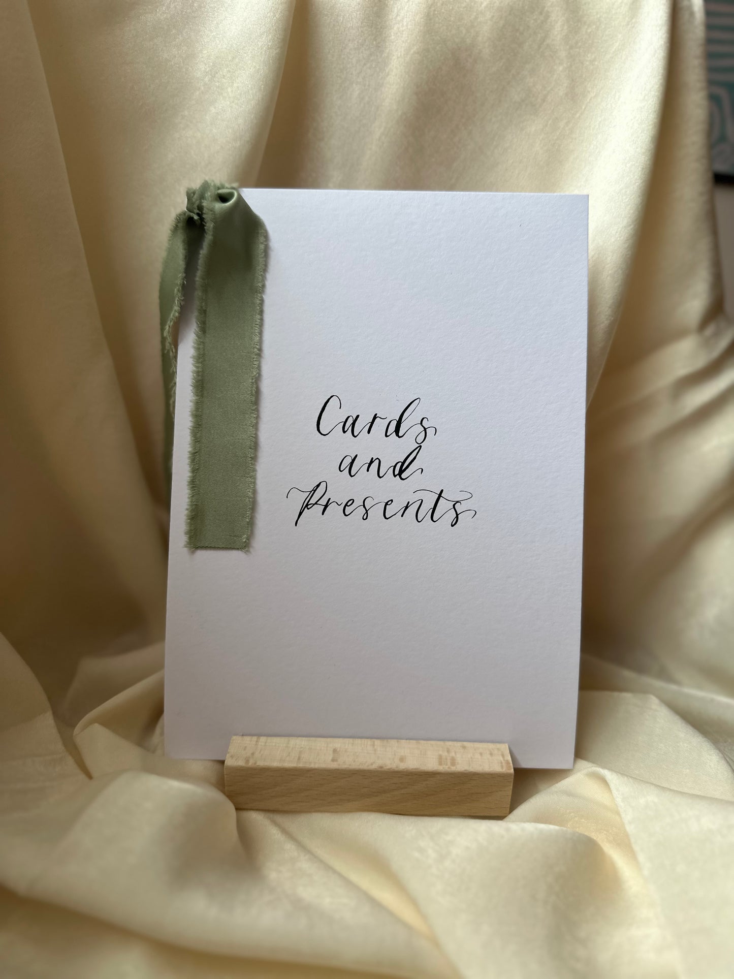 CUSTOM Wedding Sign with Chiffon Ribbon | Calligraphy Wedding Card Sign, Present Sign, Thank you sign