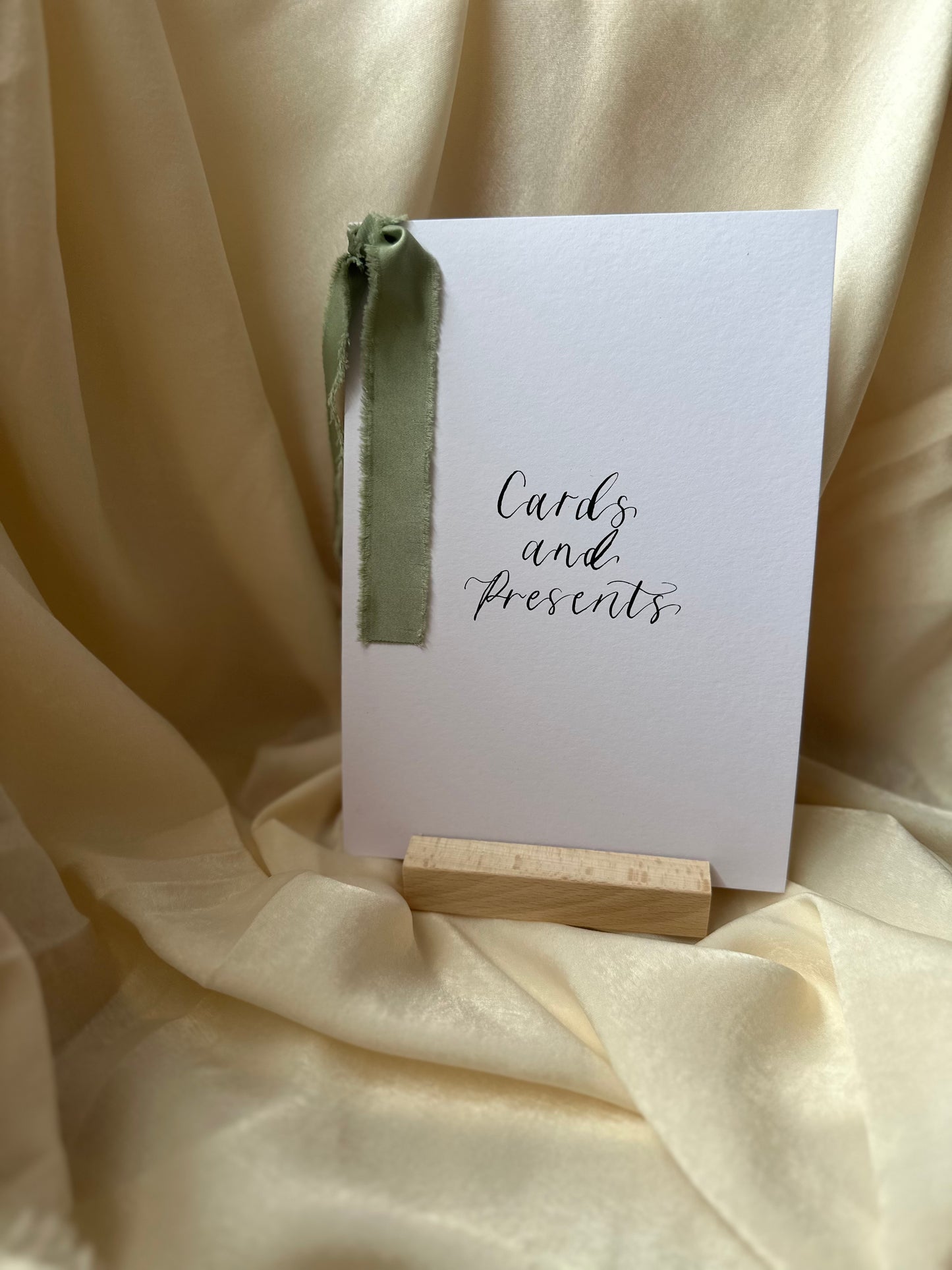 CUSTOM Wedding Sign with Chiffon Ribbon | Calligraphy Wedding Card Sign, Present Sign, Thank you sign