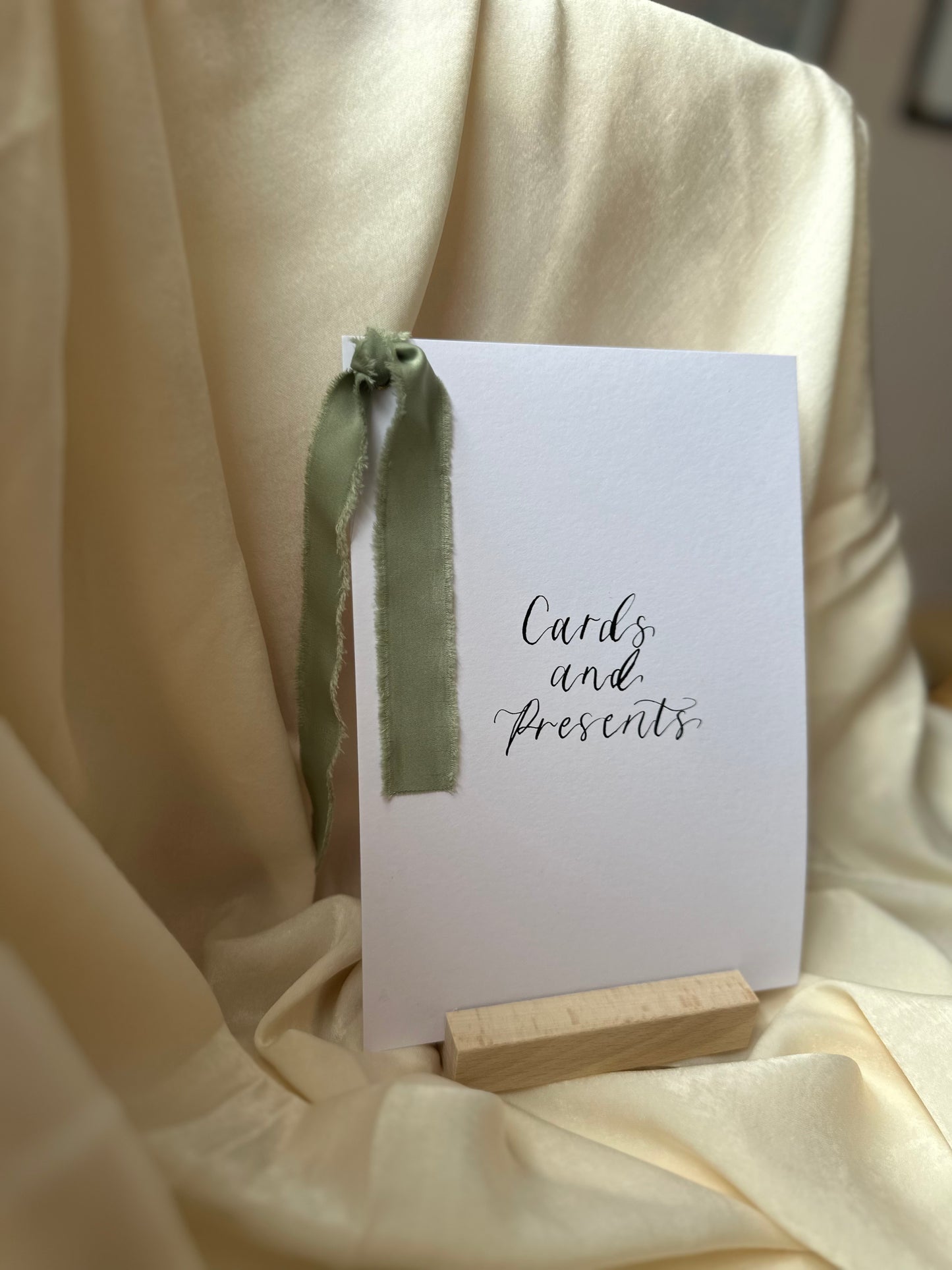 CUSTOM Wedding Sign with Chiffon Ribbon | Calligraphy Wedding Card Sign, Present Sign, Thank you sign