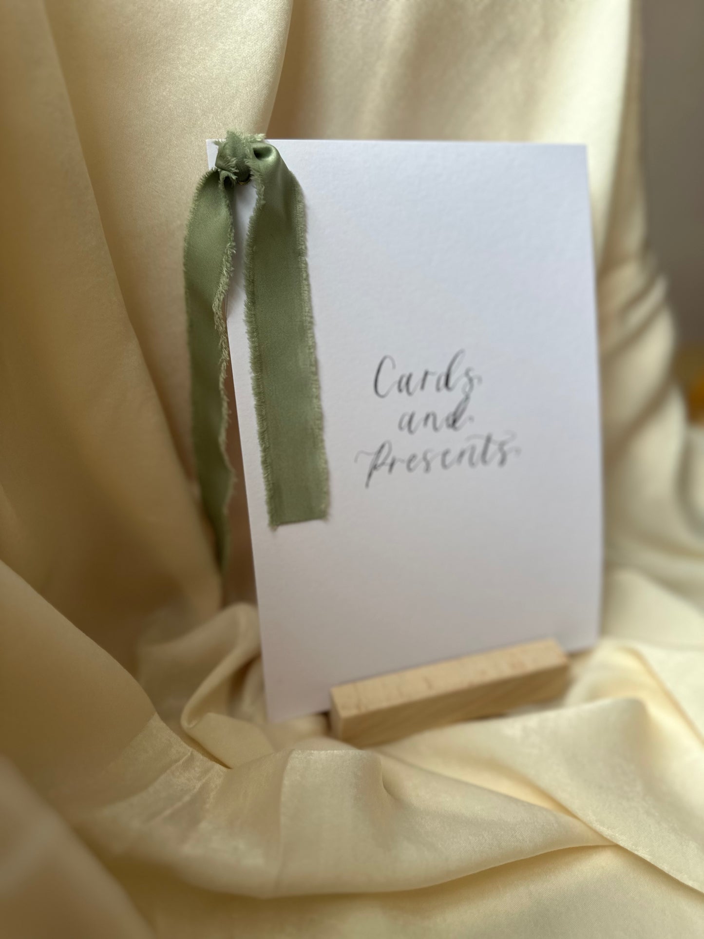 CUSTOM Wedding Sign with Chiffon Ribbon | Calligraphy Wedding Card Sign, Present Sign, Thank you sign