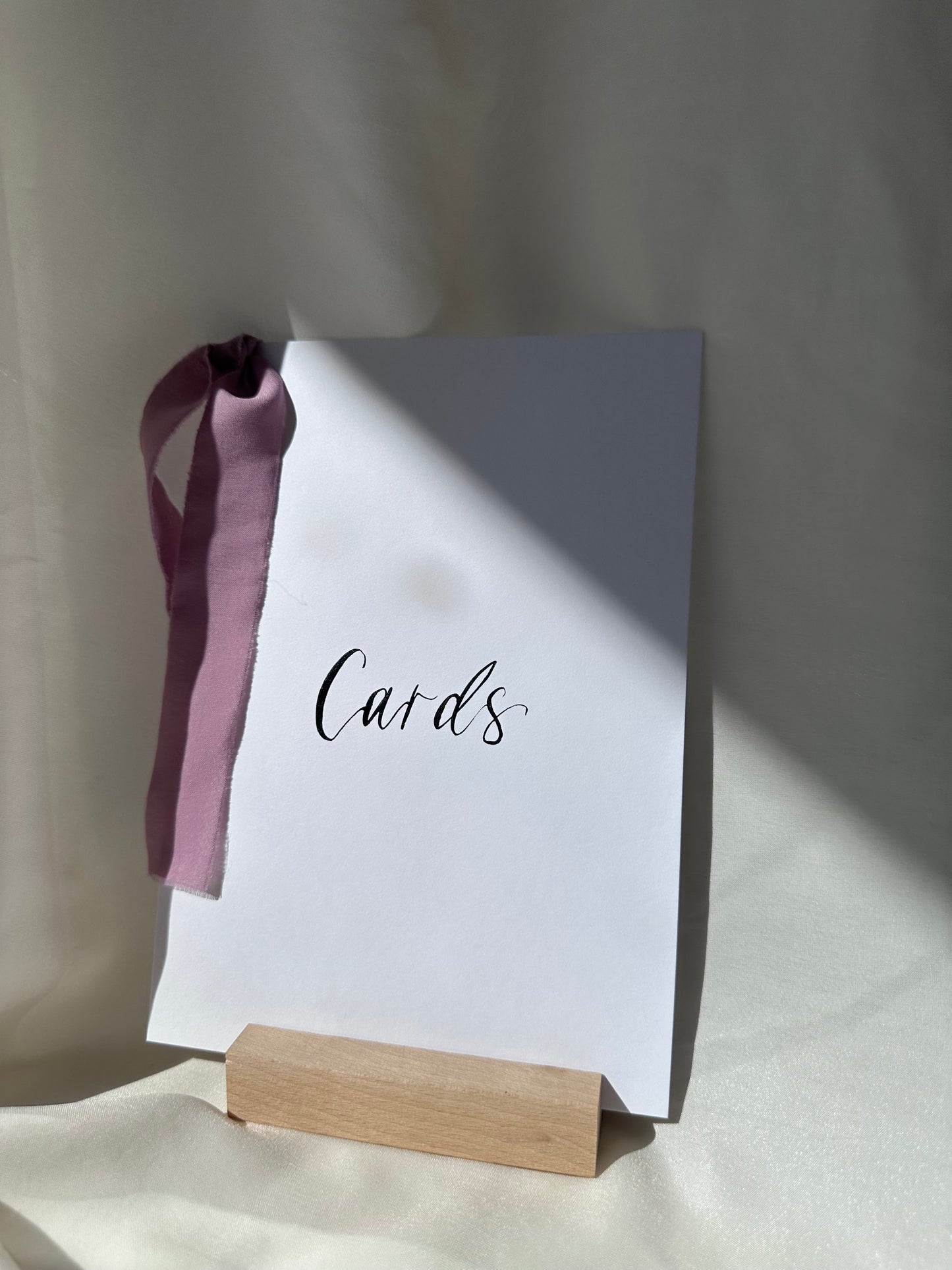 CUSTOM Ribbon Calligraphy Wedding Sign | A5 A6 Calligraphy Wedding Card Sign, Present Sign, Thank you sign | Gold or Silver Eyelet