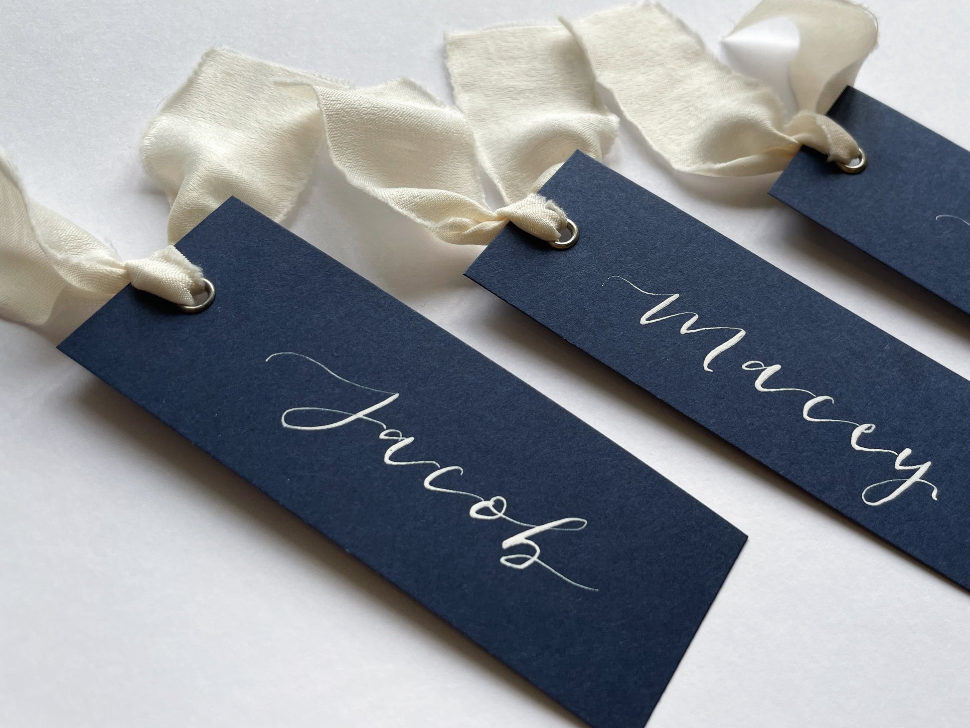 Navy and white place card, navy place card, ivory navy place card, calligraphy place card, wedding place name