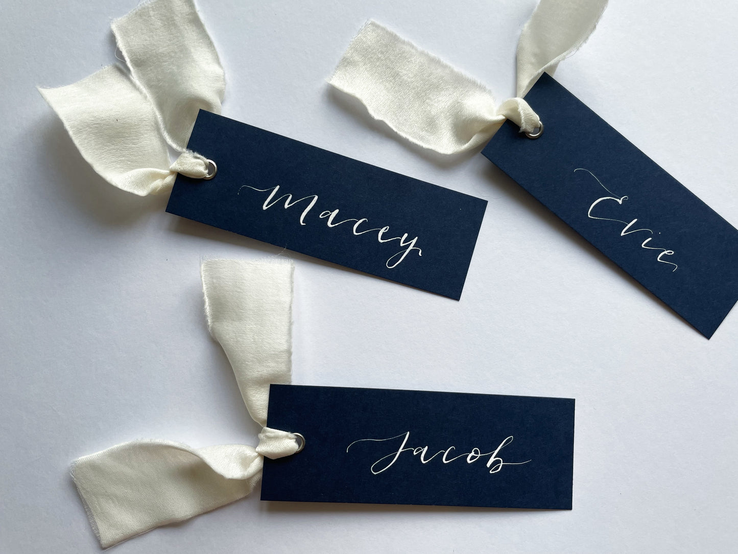 Navy and white place card, navy place card, ivory navy place card, calligraphy place card, wedding place name