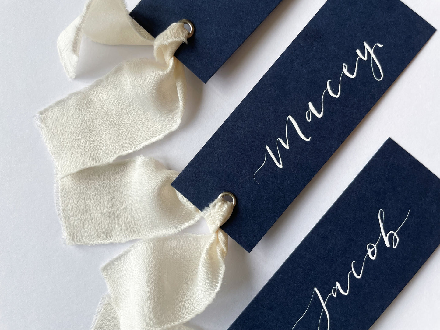 Navy and white place card, navy place card, ivory navy place card, calligraphy place card, wedding place name