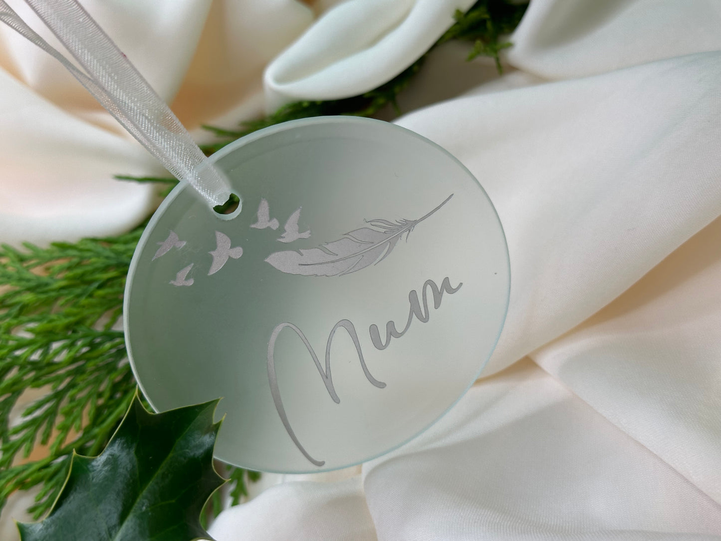 Funeral gift, baby loss gift, child loss gift, grief gift, husband loss, wife loss, parent loss, sibling loss, white feather, feather, dove Personalised Name Christmas Star, Christmas Bauble Gift Ceramic Star Decoration, Gold, Silver, Rose Gold, Metallic, secret Santa gift, husband gift, wife gift, mum gift,