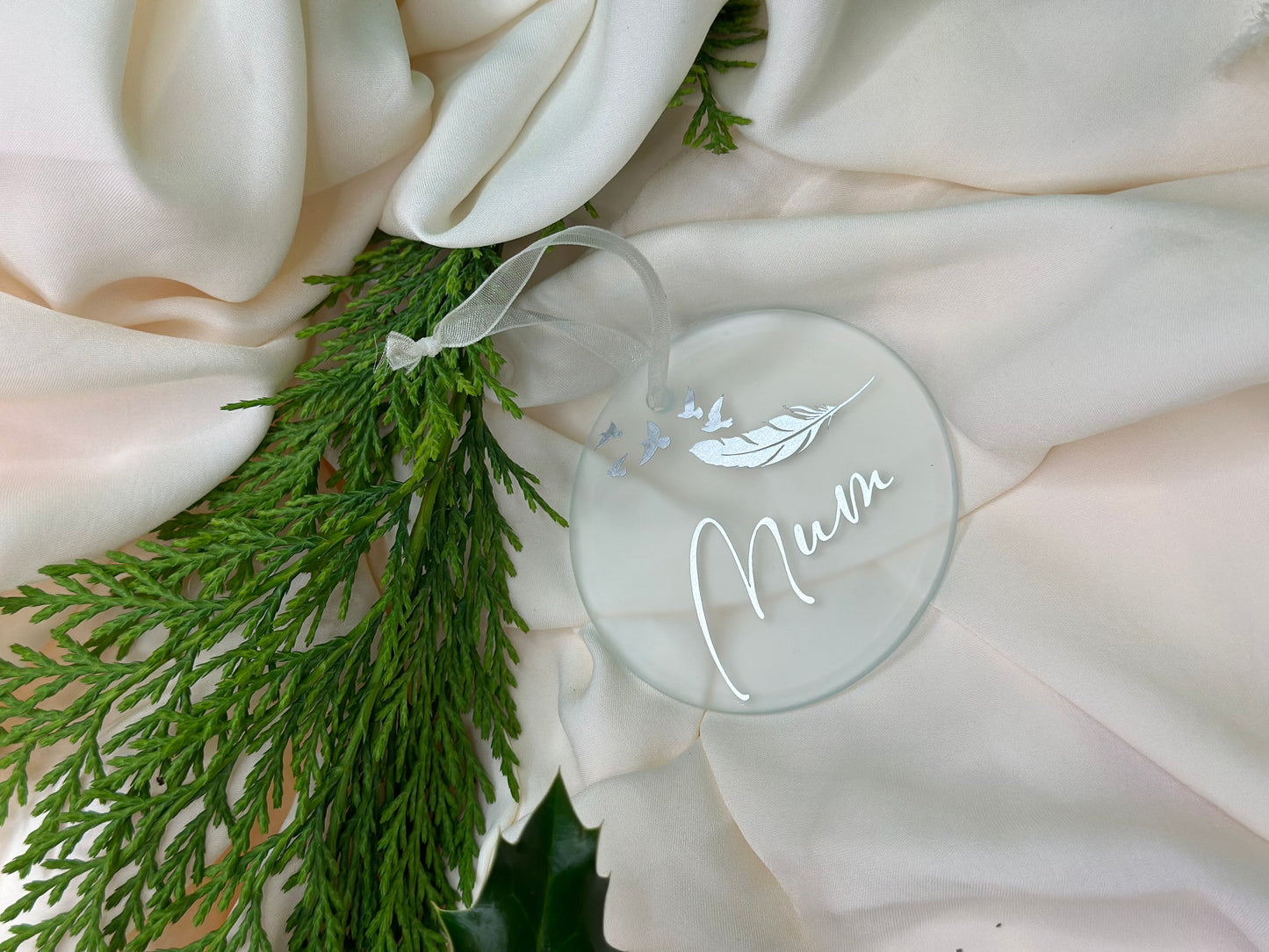 Funeral gift, baby loss gift, child loss gift, grief gift, husband loss, wife loss, parent loss, sibling loss, white feather, feather, dove Personalised Name Christmas Star, Christmas Bauble Gift Ceramic Star Decoration, Gold, Silver, Rose Gold, Metallic, secret Santa gift, husband gift, wife gift, mum gift,