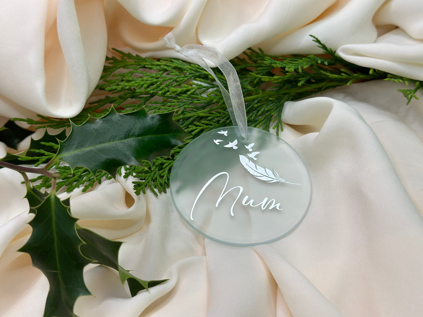 Funeral gift, baby loss gift, child loss gift, grief gift, husband loss, wife loss, parent loss, sibling loss, white feather, feather, dove Personalised Name Christmas Star, Christmas Bauble Gift Ceramic Star Decoration, Gold, Silver, Rose Gold, Metallic, secret Santa gift, husband gift, wife gift, mum gift,