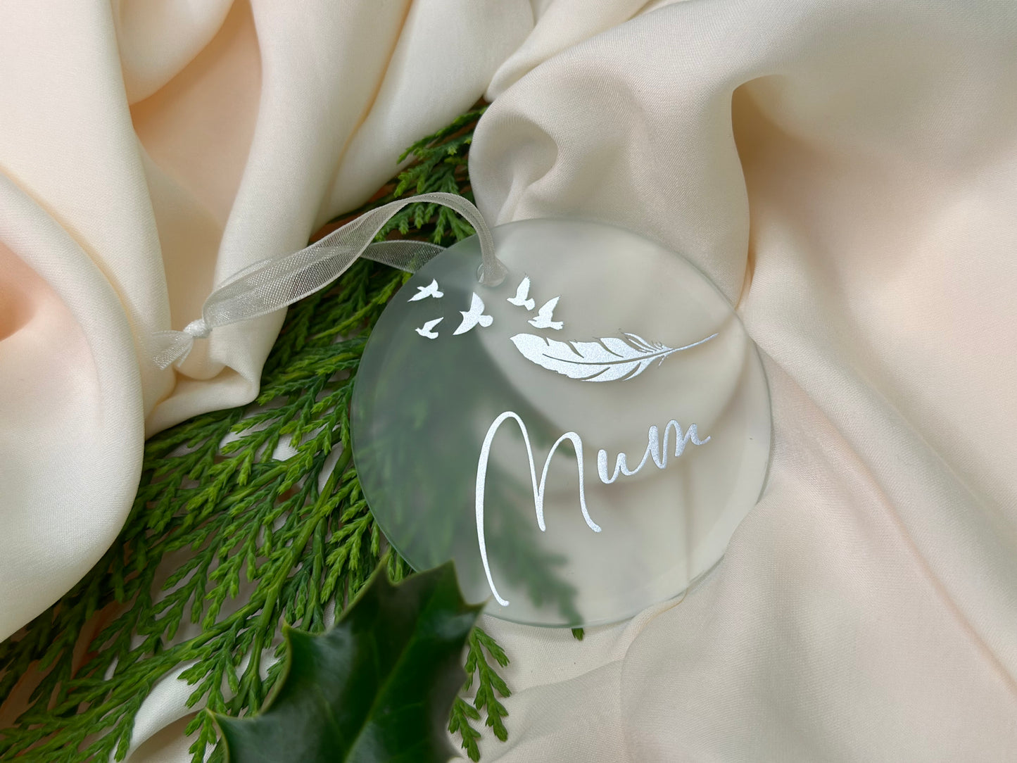 Funeral gift, baby loss gift, child loss gift, grief gift, husband loss, wife loss, parent loss, sibling loss, white feather, feather, dove Personalised Name Christmas Star, Christmas Bauble Gift Ceramic Star Decoration, Gold, Silver, Rose Gold, Metallic, secret Santa gift, husband gift, wife gift, mum gift,
