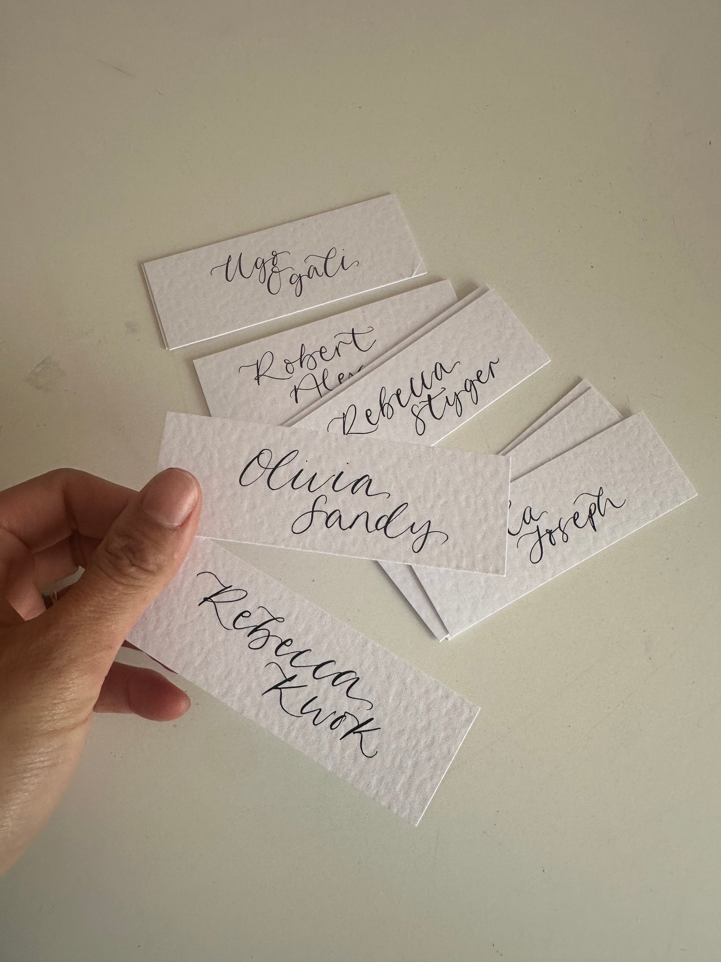 HAMMERED Calligraphy Place Name Card | Calligraphy Wedding Place Name Card | Flat Place Card