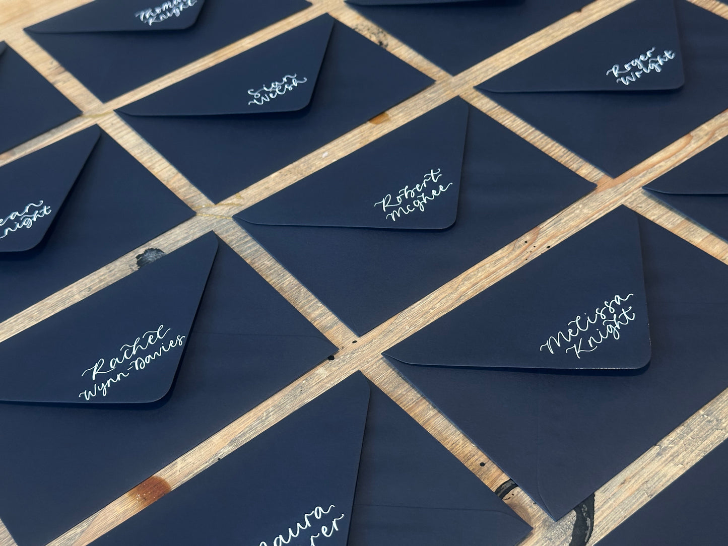Custom Colour Calligraphy Envelope Place Cards | Wedding Letter Place Setting