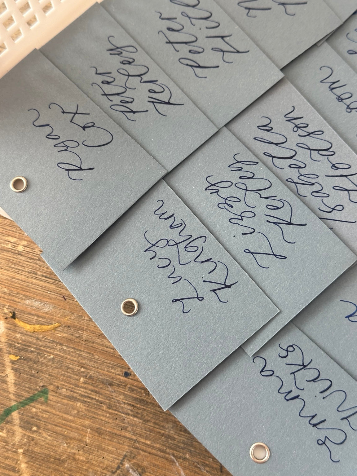 Add Your Own Ribbon Tall Wedding Place Cards | Personalised Calligraphy Name Cards