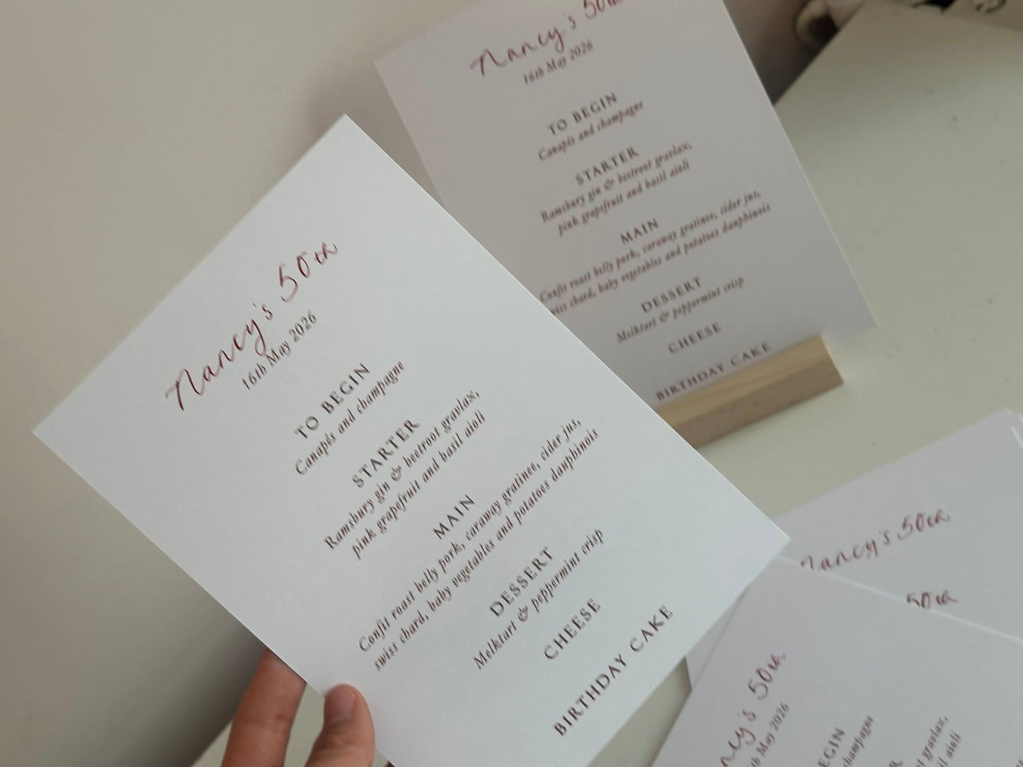 Handwritten Calligraphy Guest Name/Title Menu | A5 Personalised Printed Wedding Menu