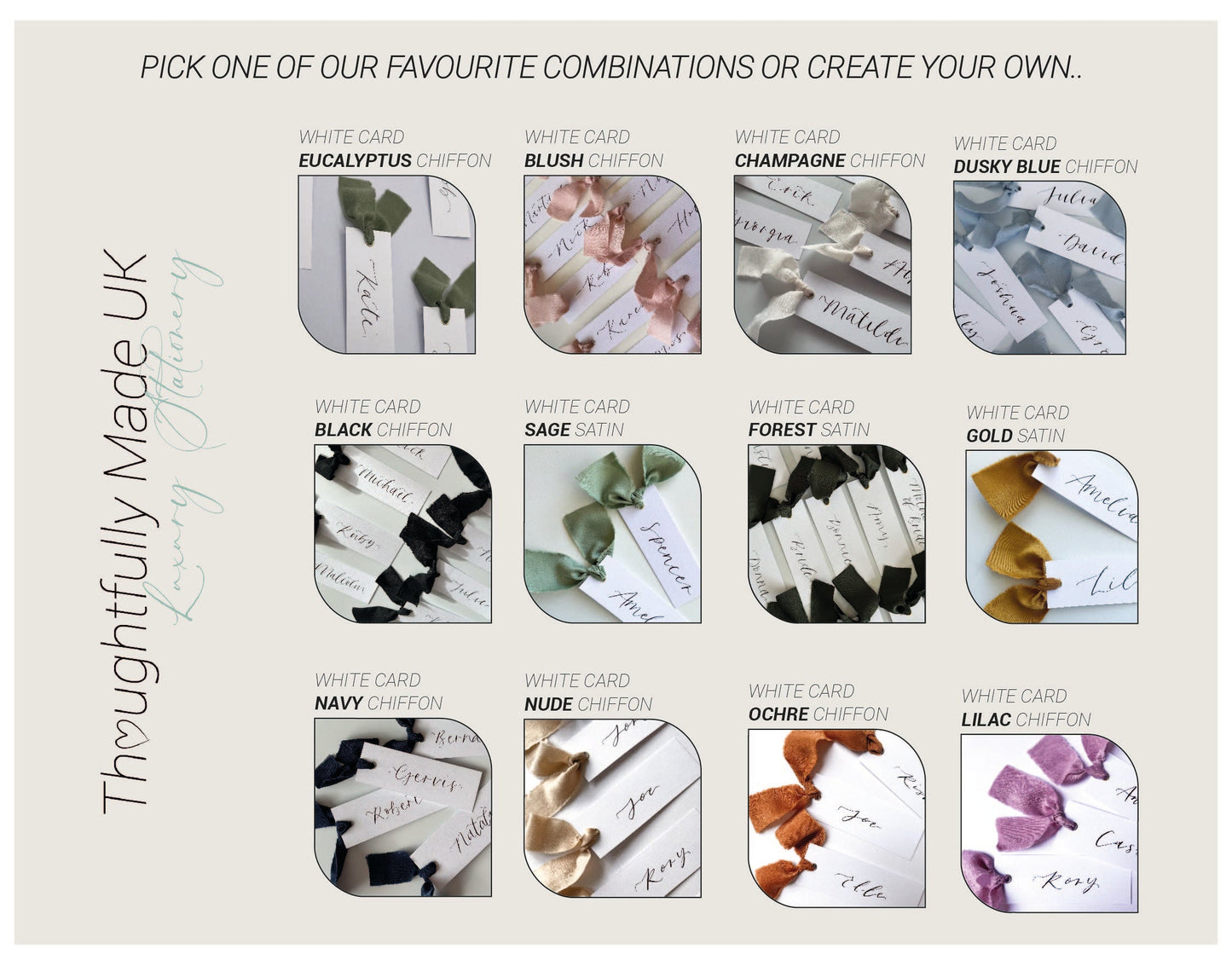 HANDMADE Paper Place Card Sample | Calligraphy Wedding Place Name Card |