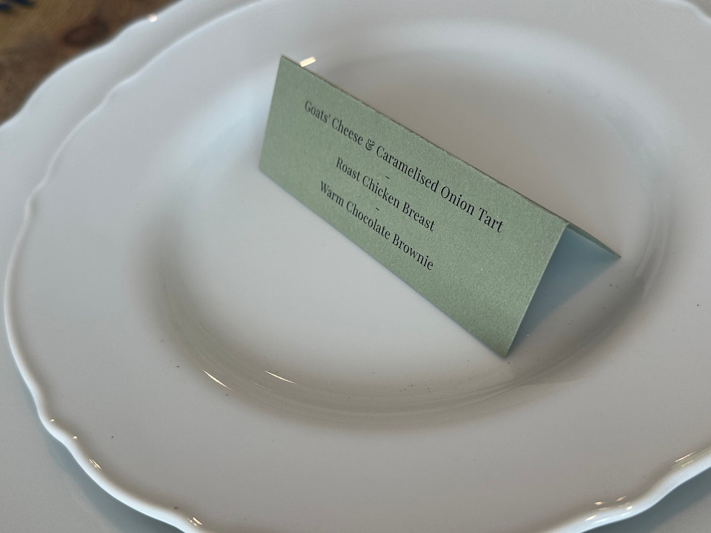 Menu Choice Tented Wedding Place Cards | Guest Menu Calligraphy Escort Cards