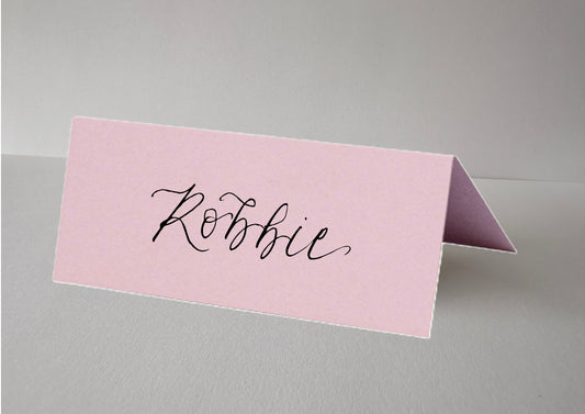 LIGHT LILAC Calligraphy Tented Place Name Card | Calligraphy Wedding Place Name Card | Folded Place Card