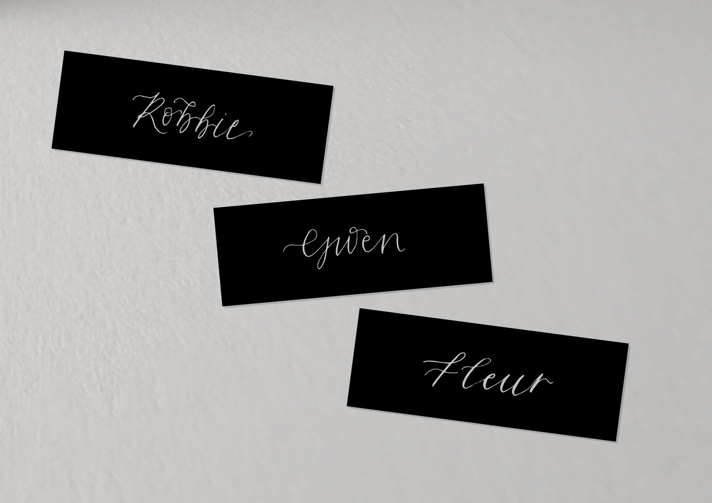 BLACK Calligraphy Place Name Card | Calligraphy Wedding Place Name Card | Flat Place Card