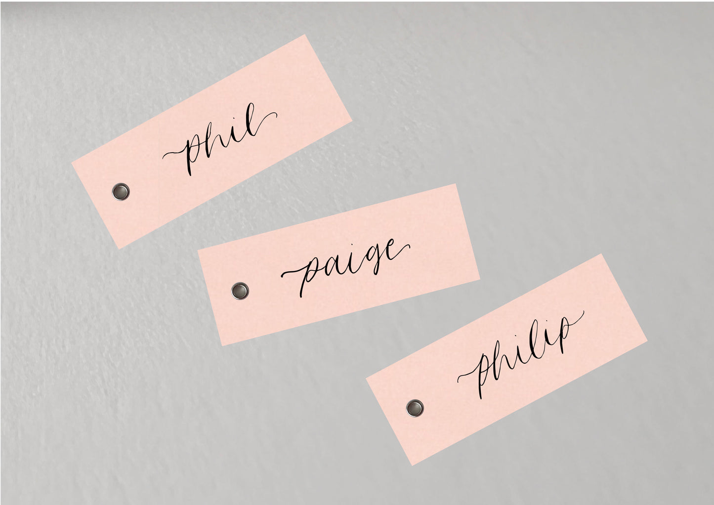 BLUSH Pink Calligraphy Place Name Card | Calligraphy Wedding Place Name Card | Flat Place Card