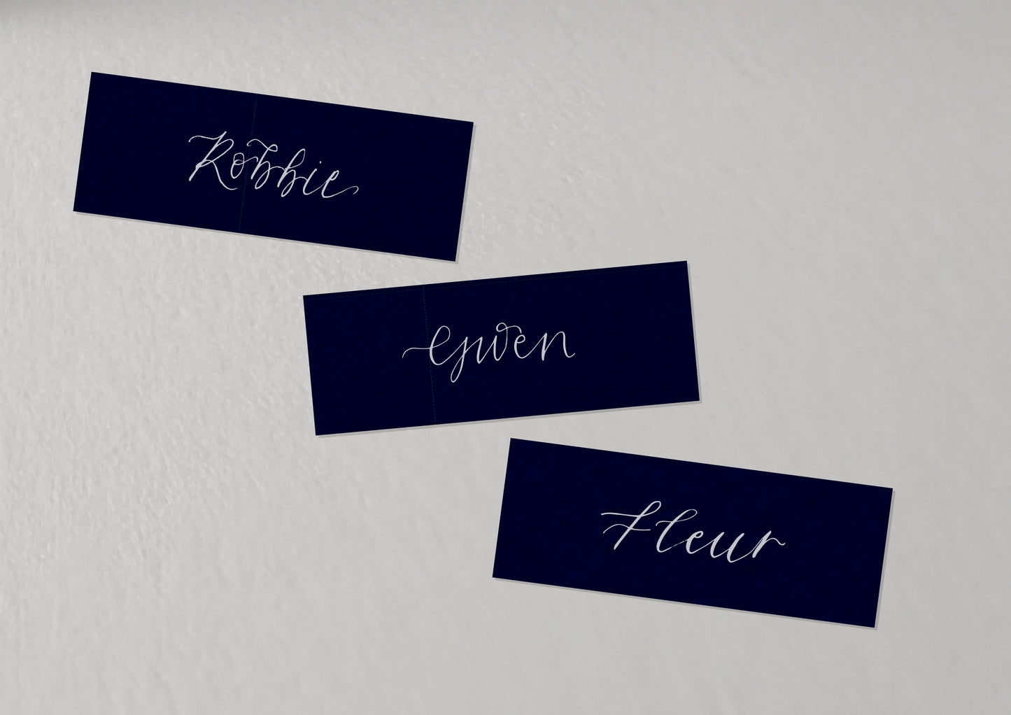 NAVY Calligraphy Place Name Card | Calligraphy Wedding Place Name Card | Flat Place Card