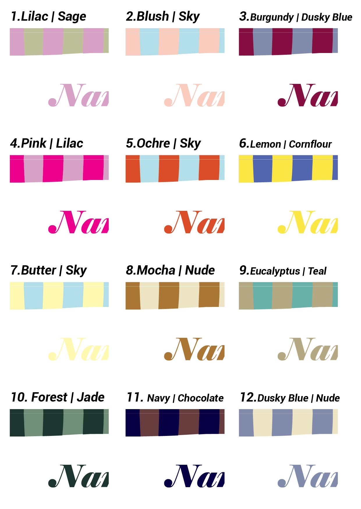 Colourful Contrast Stripe Place Cards | Fun Striped Rainbow Maximalist Wedding Printed Guest Names Place Name Card | Flat Place Card