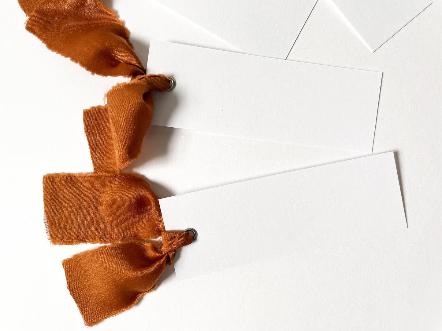 25 BLANK Ochre Orange Ribbon Place Card with Eyelet | DIY Wedding Dinner Party Place Card, Write Your Own Place Setting