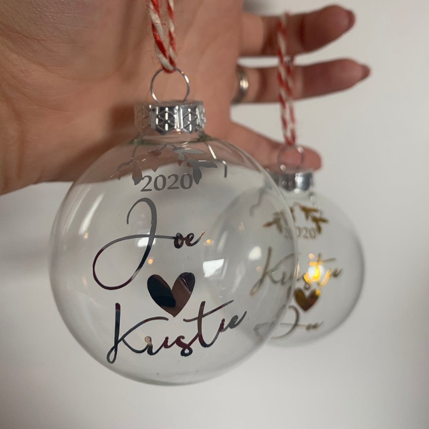 Personalised Glass Feather Bauble, Wedding Gift, Proposal Keepsake, Wife Gift, Fiancé Memento, Engagement Decor