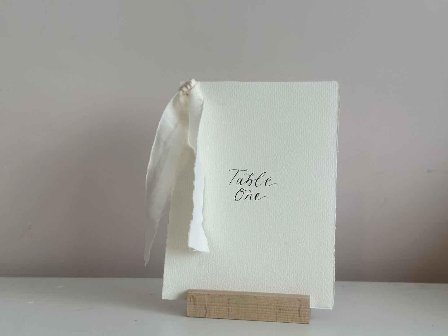 HANDMADE PAPER Ribbon Calligraphy Table Number / Table Name Card | A4 A5 A6 Calligraphy Wedding Table Number / Table Name Card with ribbon