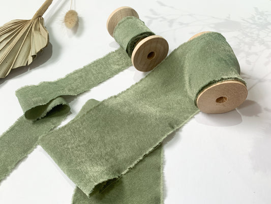 Wedding Silk Ribbon	Wedding Satin Ribbon	Raw Edge Ribbon	Hand Torn Ribbon	Place Card Ribbon	Silky Ribbon	Sandwashed Ribbon	Eucalyptus Ribbon	Green Ribbon	Sage Ribbon	Bouquet Ribbon	Wedding Bouquet	Chiffon Ribbon