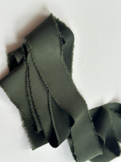 Forest Satin Ribbon  | Hand Torn Raw Edge Silk Style Ribbon 140cm
