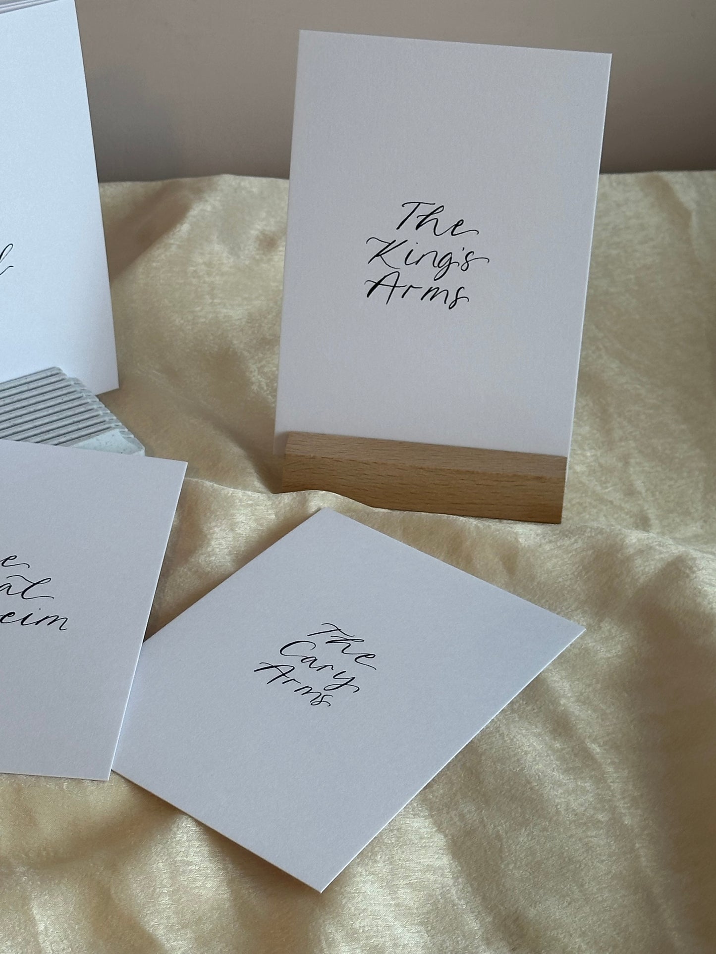 Calligraphy Table Number / Table Name Card | A5 A6 Calligraphy Wedding Table Number / Table Name Card | Gold or Silver Eyelet
