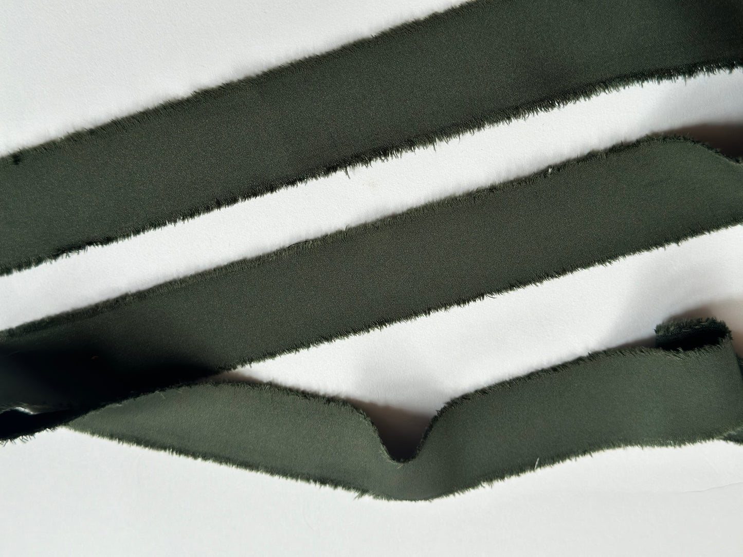 Forest Satin Ribbon  | Hand Torn Raw Edge Silk Style Ribbon 150cm