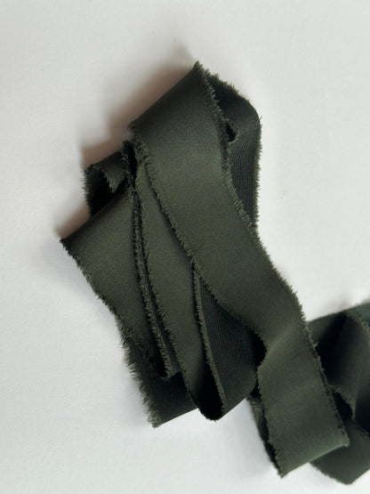 Forest Satin Ribbon  | Hand Torn Raw Edge Silk Style Ribbon 140cm