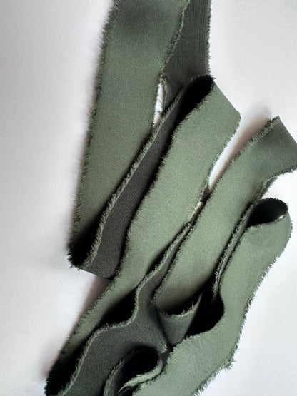 Forest Satin Ribbon  | Hand Torn Raw Edge Silk Style Ribbon 140cm