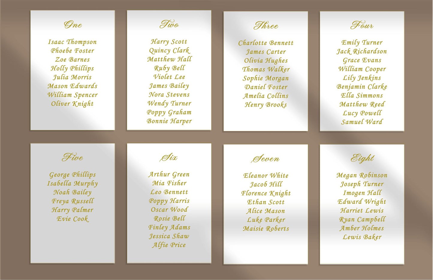 Printed Wedding Table Plan Cards | Mirror A5 Personalised Printed Seating Chart Signs
