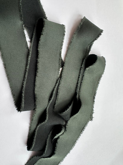 Forest Satin Ribbon  | Hand Torn Raw Edge Silk Style Ribbon 140cm