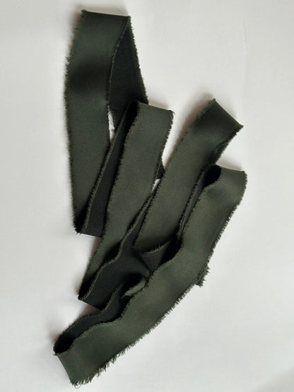 Forest Satin Ribbon  | Hand Torn Raw Edge Silk Style Ribbon 140cm