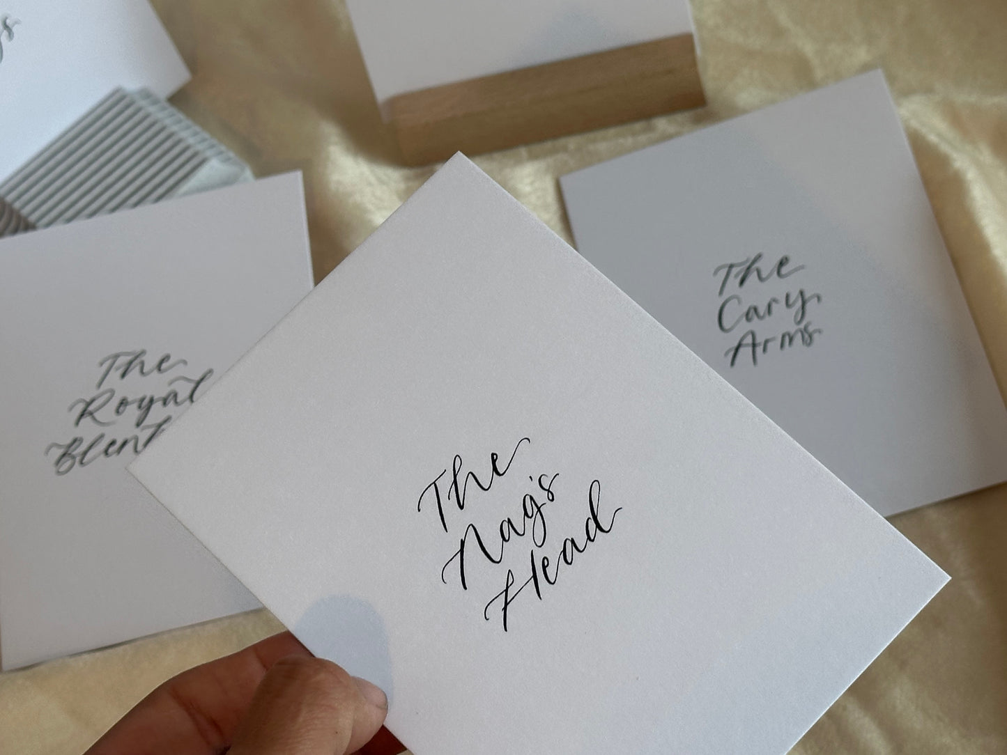 Calligraphy Table Number / Table Name Card | A5 A6 Calligraphy Wedding Table Number / Table Name Card | Gold or Silver Eyelet