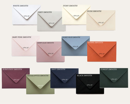 Custom Colour Calligraphy Envelope Place Cards  | Wedding Letter Place Setting