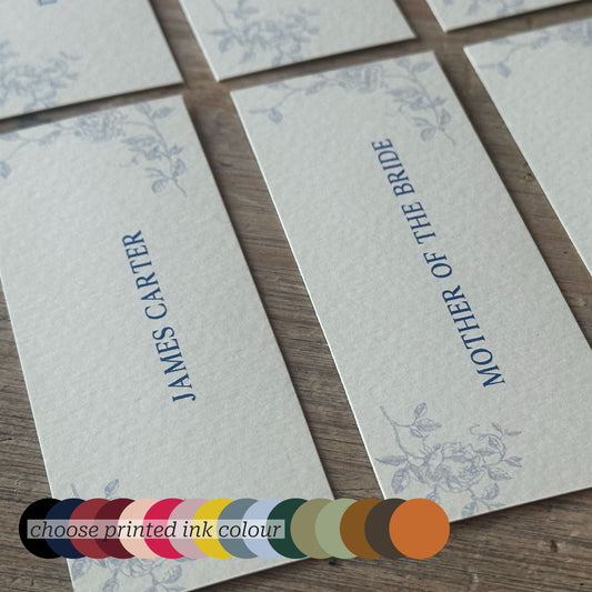 Romantic Floral Printed Wedding Place Cards | Flat Personalised Place Cards