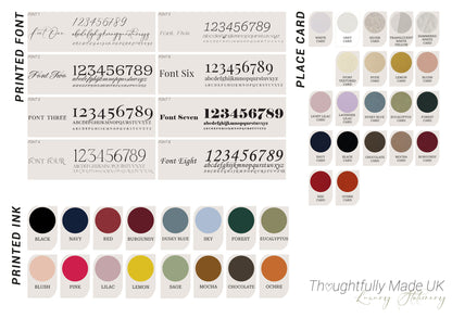 Place Card Wedding Menu with Ribbon | Hammered Skinny Printed Calligraphy Menu