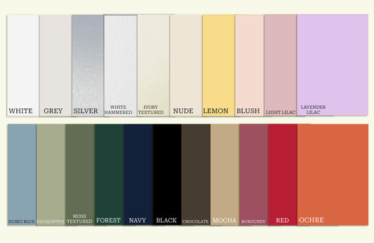 10 Blank Card Sheets | A7, A6, A5, A4 | Coloured, Textured & Hammered Matching Card