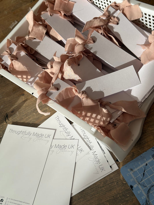 25 BLANK Blush Pink Ribbon Place Card with Eyelet | DIY Wedding Dinner Party Place Card, Write Your Own Place Setting | Pink, Baby Girl, Baby Shower