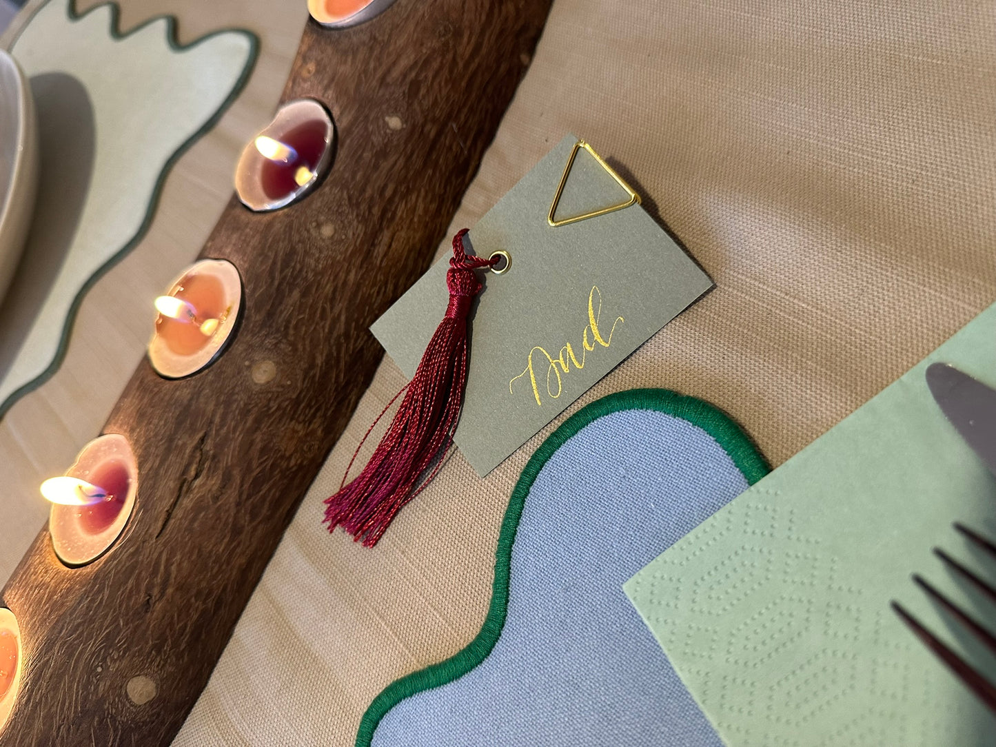 Pack of 5 Personalised Calligraphy Place Cards | Christmas & New Year