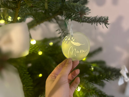 Personalised Christmas Memorial Ornament: Ceramic or Glass Feather Keepsake [Loss Grief Pet Loss Baby Loss Parent Loss]