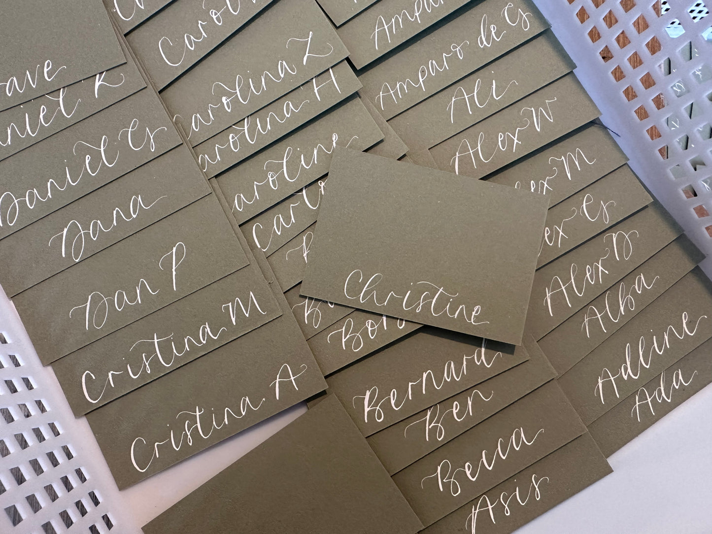 EUCALYPTUS Square *ish Calligraphy Place Name Card | Calligraphy Wedding Place Name Card