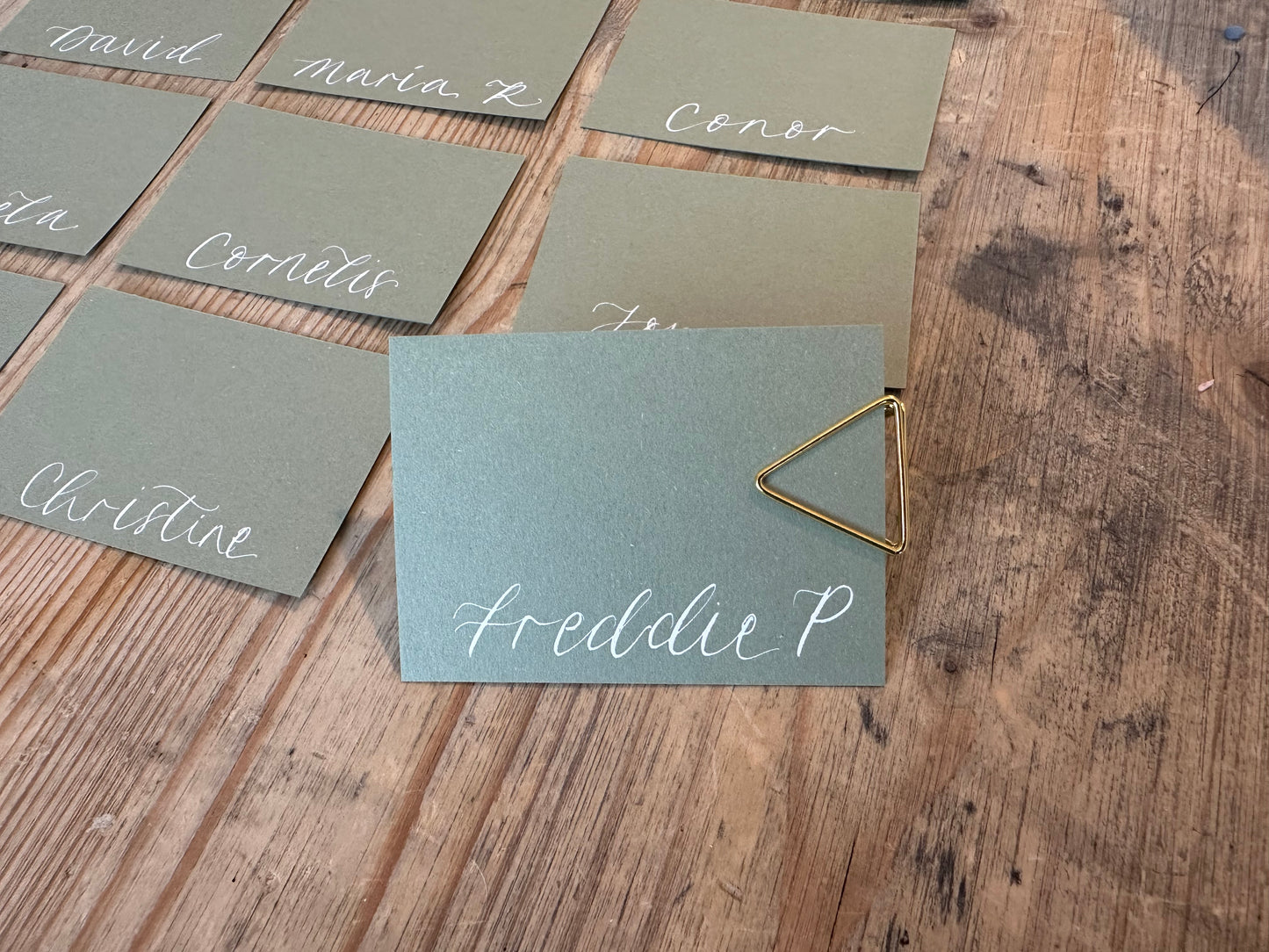 EUCALYPTUS Square *ish Calligraphy Place Name Card | Calligraphy Wedding Place Name Card